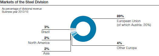 Markets of the Steel Division (pie chart)