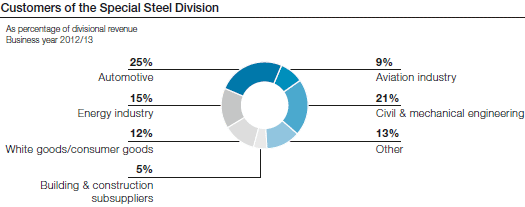 Customers of the Special Steel Division (pie chart)