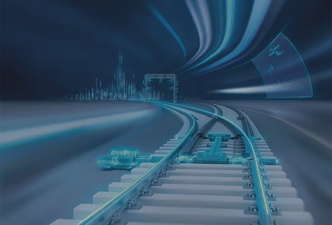 Futuristische Zugleise in Blau (Foto)